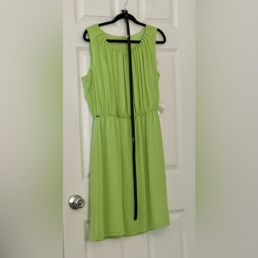 Emma & Michele above knee belted dress bright green sz 12 NWT